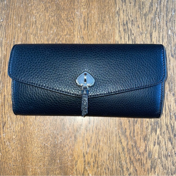 kate spade Handbags - Kate Spade Marti Large Slim Flap Wallet Black Leather